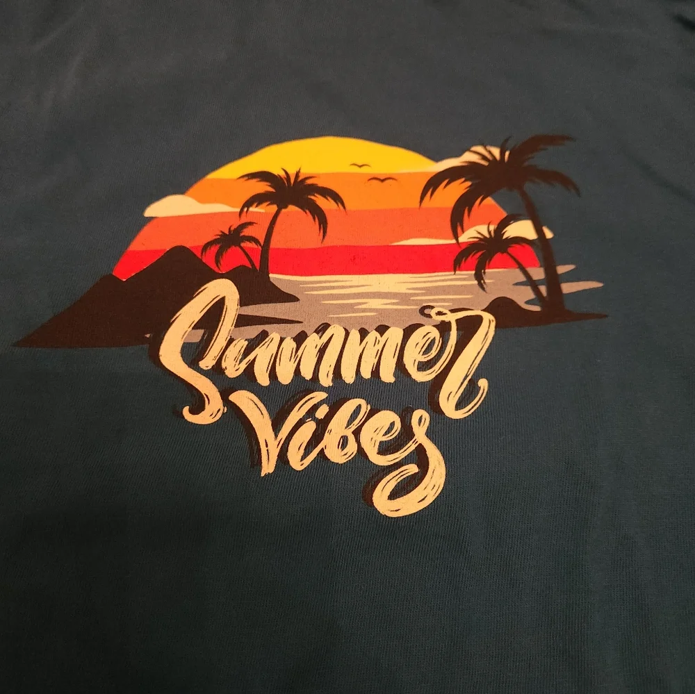 Free Planet Blue Tee with Sunset Print Boys Size 7 - Picture 2 of 5